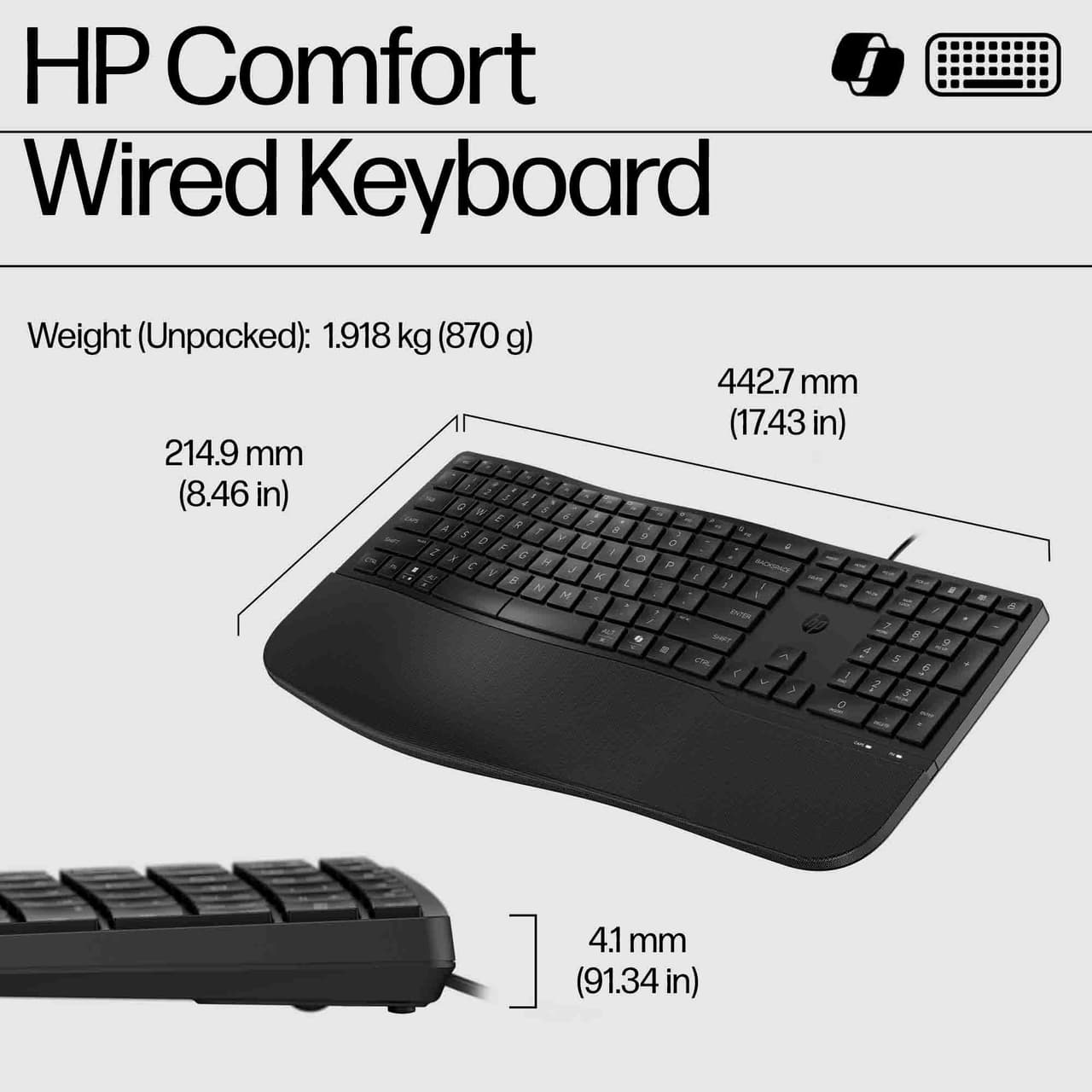 HP 480 Comfort Wired Keyboard A/P — photo 3
