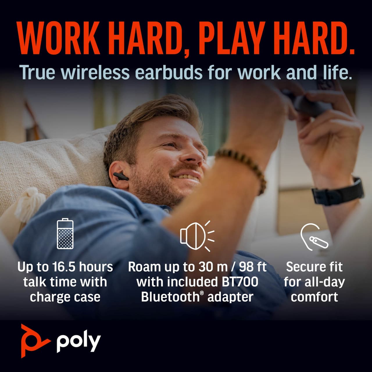 HP Poly Voyager Free 60+ UC True Wireless Earbud Stereo Earset — photo 4