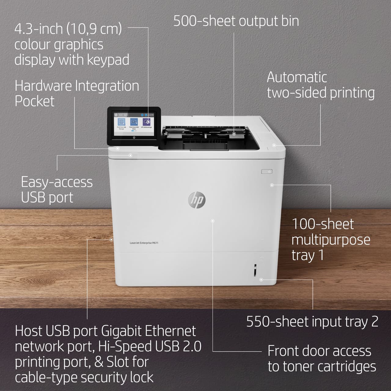 HP LaserJet Enterprise M611dn Desktop Laser Printer — photo 5