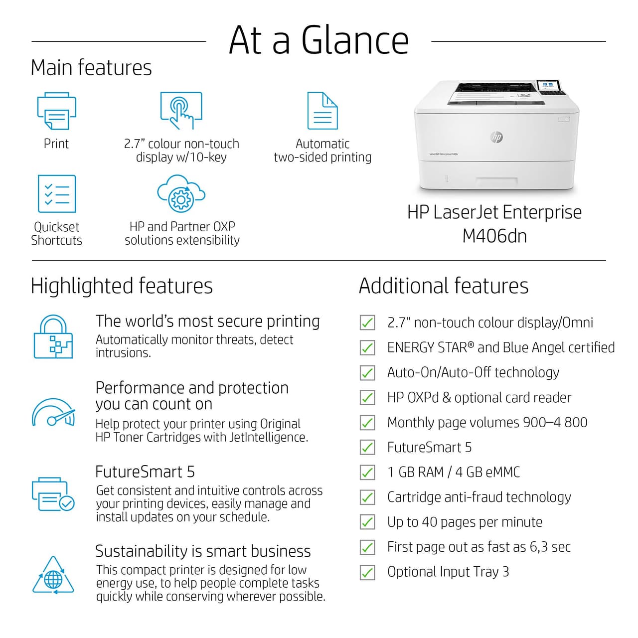 HP LaserJet Enterprise M406dn Desktop Laser Printer — photo 3