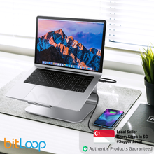 Load image into Gallery viewer, Bestand TI-Station 107 - Aluminium Laptop Stand with 5 Port USB C Hub