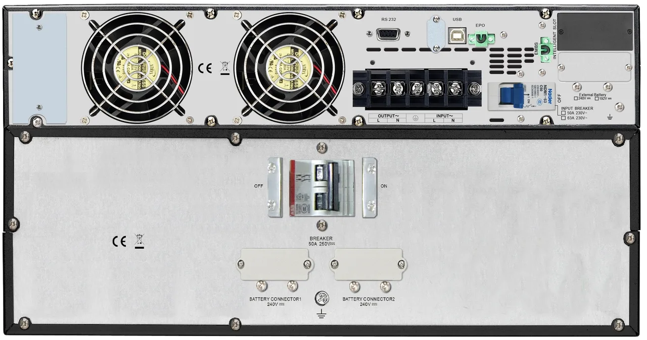 APC Easy UPS On-Line, 10kVA/10kW, Rackmount 5U, 230V, Hard wire 3-wire(1P+N+E) outlet, Intelligent Card Slot, LCD, Extended Runtime, W/O rail kit