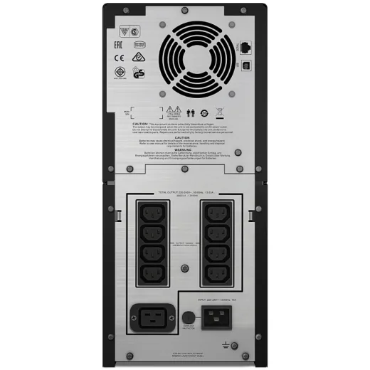 APC Smart-UPS C, Line Interactive, 3kVA, Tower, 230V, 8x IEC C13+1x IEC C19 outlets, USB and Serial communication, AVR, Graphic LCD