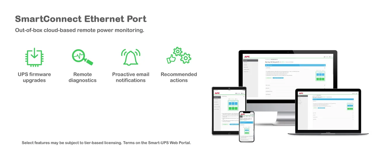 APC Smart-UPS, Line Interactive, 750VA, Lithium-ion, Rack/Tower, 2U, 230V, 6x IEC C13 outlets, SmartConnect Port+SmartSlot, Short Depth, AVR, LCD