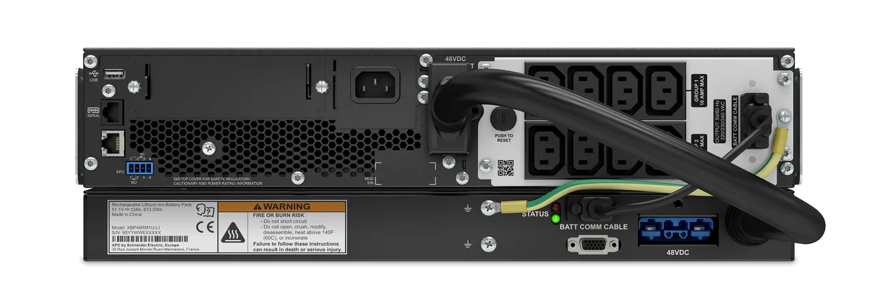 APC Smart-UPS On-Line, 1000VA, Rackmount 3U, 230V, 8x C13 IEC outlets, SmartSlot, Extended runtime, W/ rail kit, W/ Lithium-ion external battery