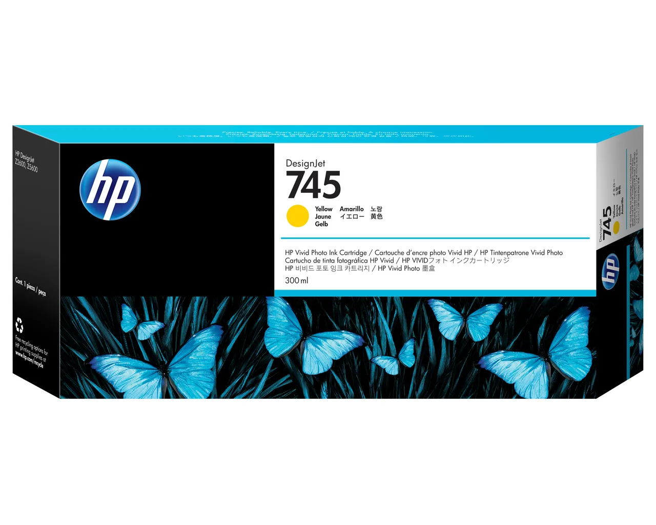 HP 745 300-ml DesignJet Yellow Ink Cartridge
