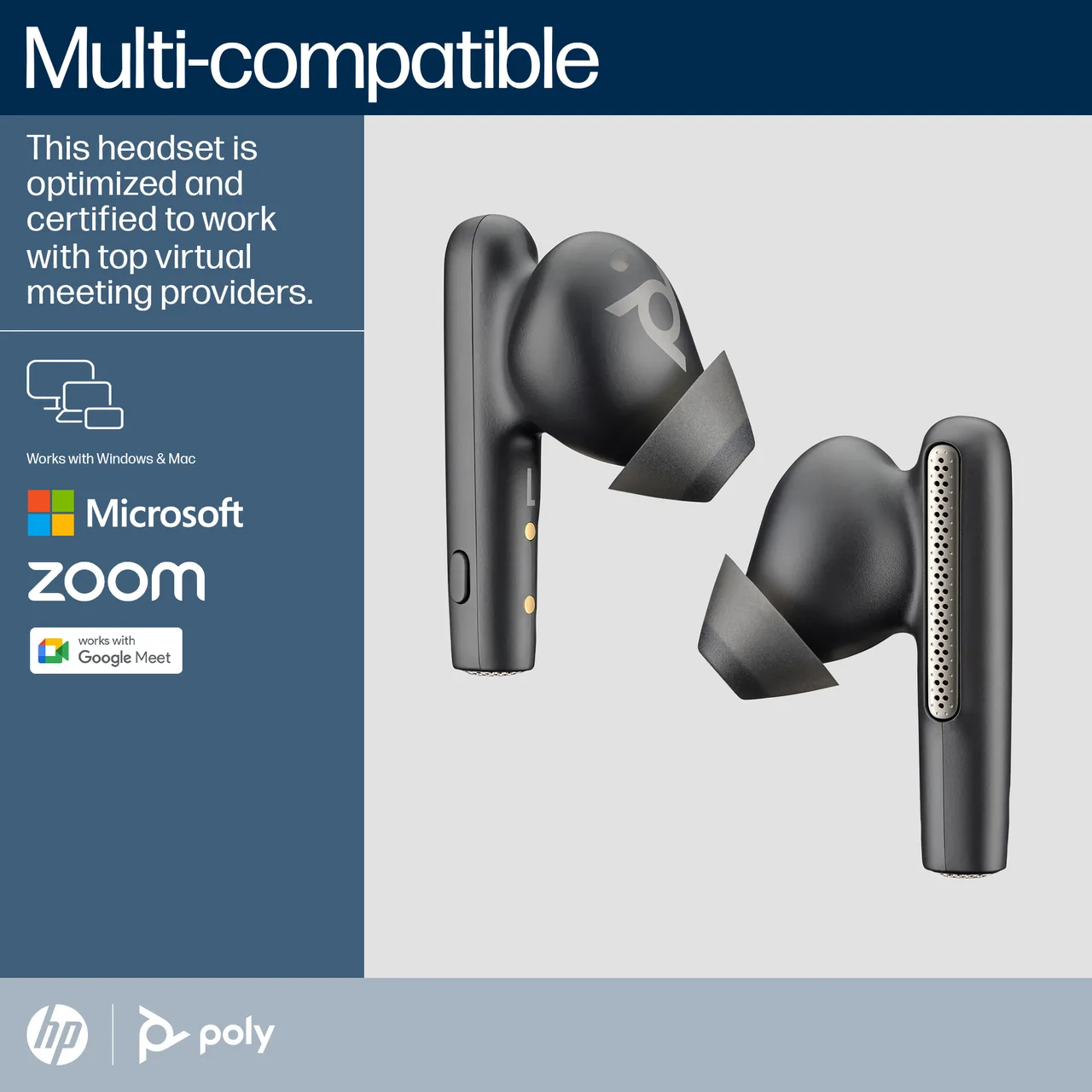 HP Poly Poly Voyager Focus 2 UC Headset +USB-A to USB-C Cable +Charging Stand