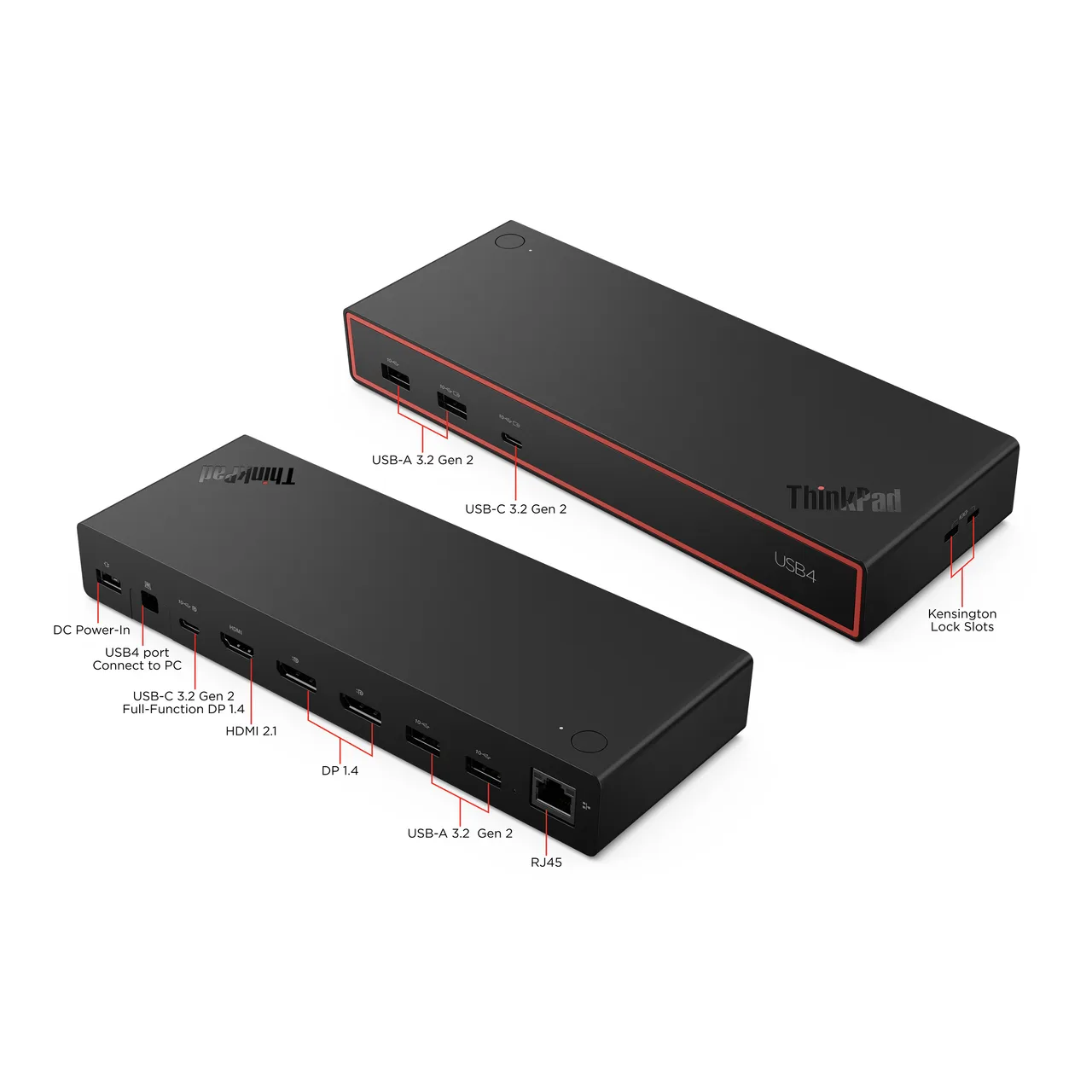 Lenovo 40BF0135UK laptop dock/port replicator Wired USB4 Black