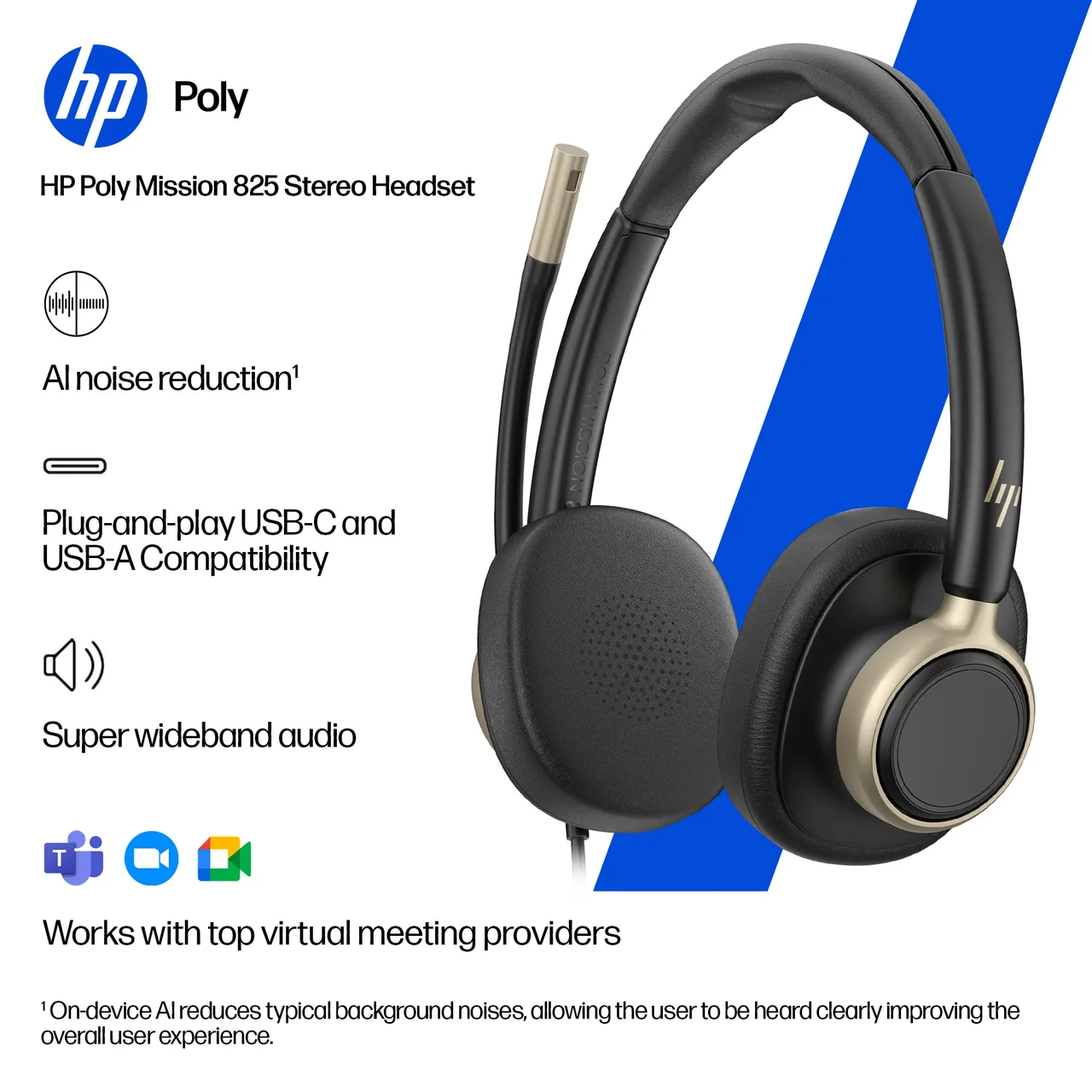 HP Poly Mission 825 Stereo USB Wired Headset